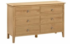 Solid Oak 6 Drawer Wide Chest