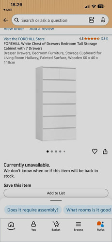 Forehill white drawer chest - white, 7-drawer